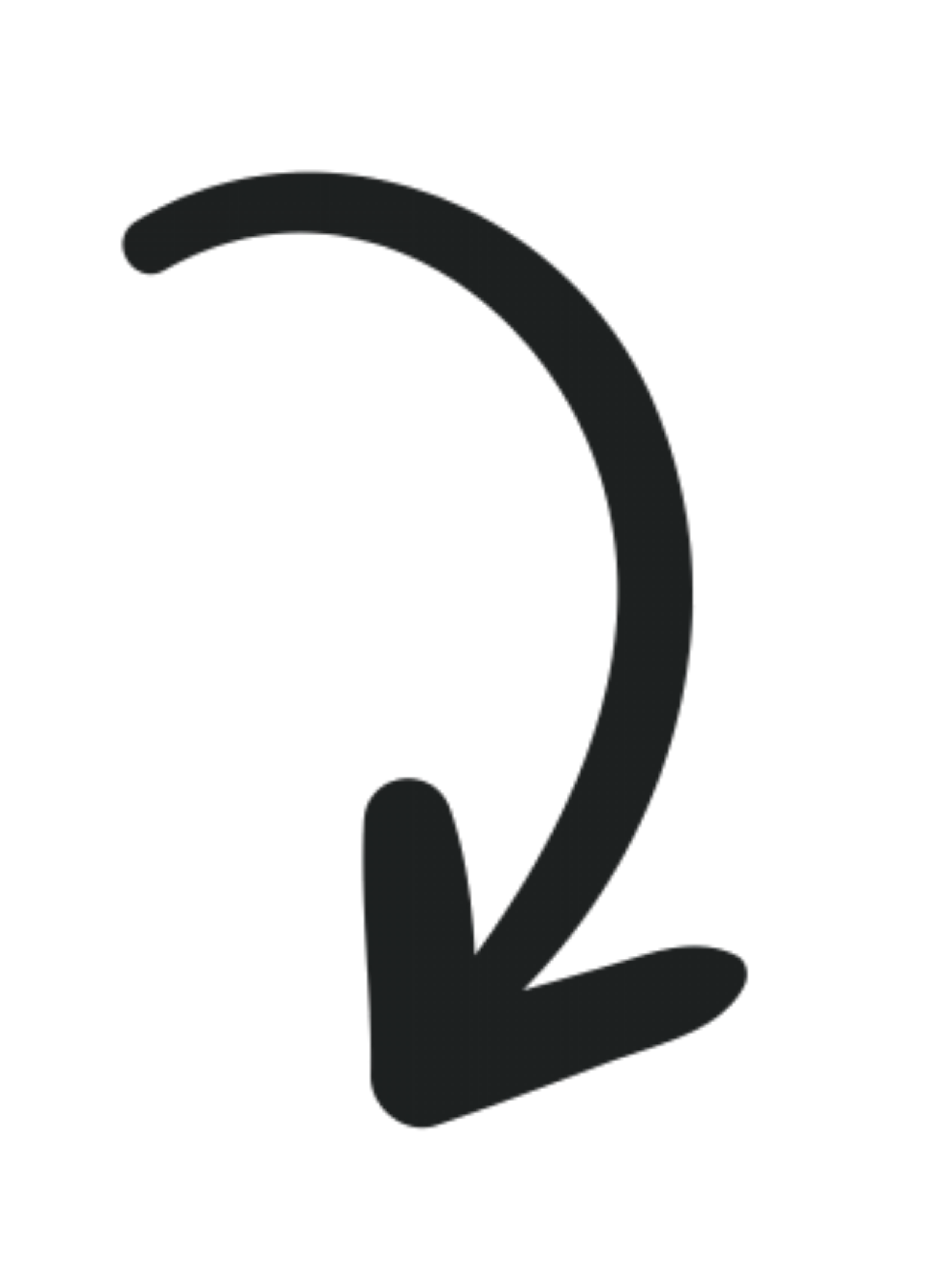 Black curved arrow pointing downward and to the left.