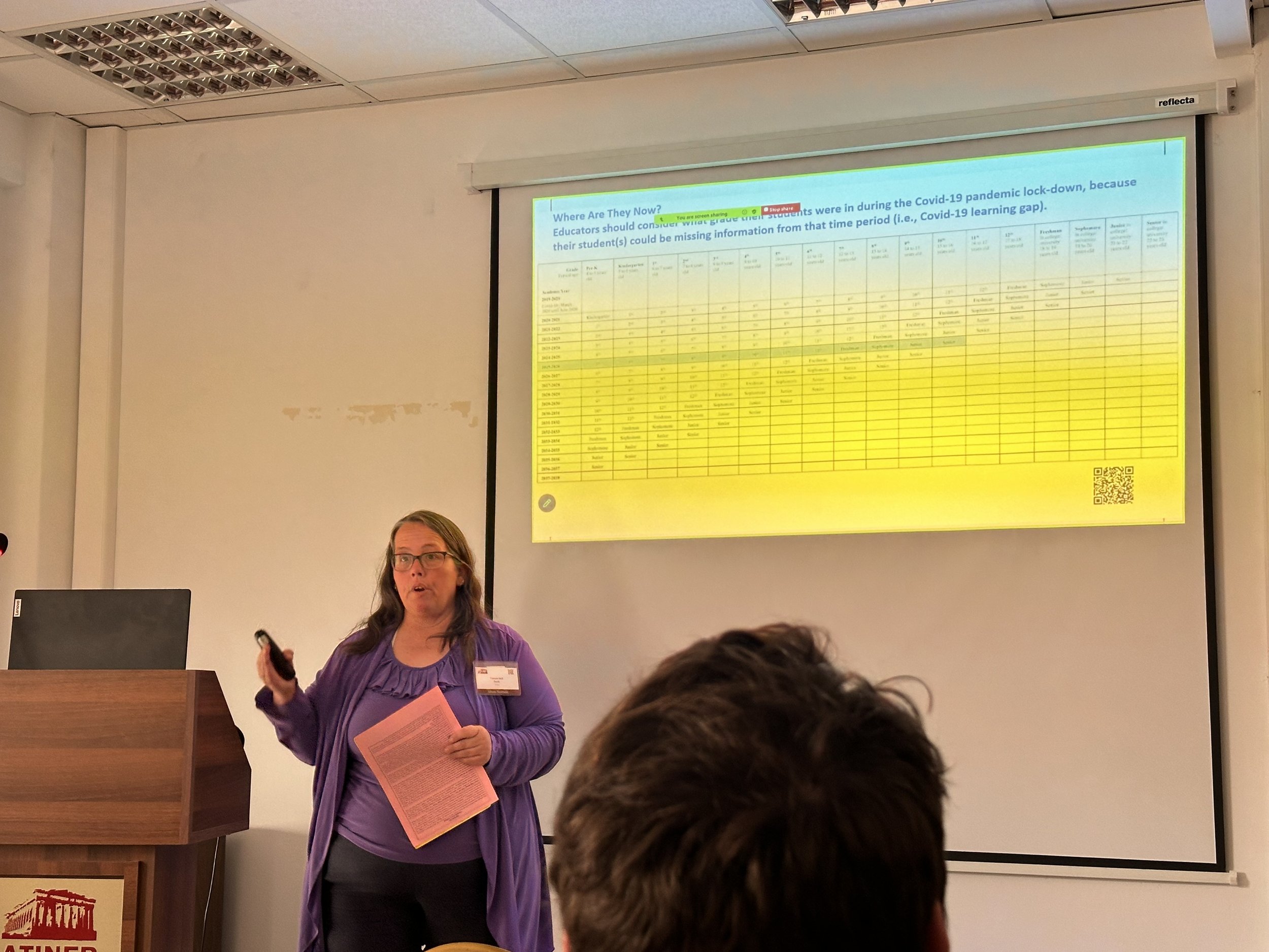 Photo is Dr. Tamara Bell Boyle explaining the importance of understanding where students were during the COVID-19 Pandemic Quarantine