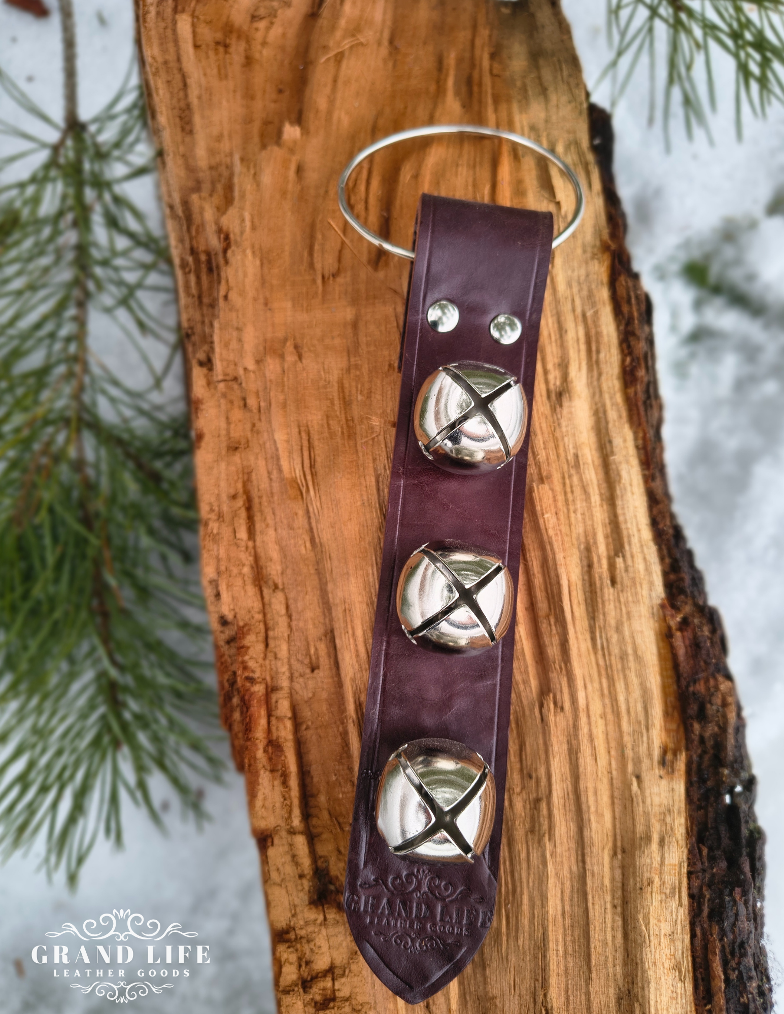 Leather Sleigh Bell Door Hanger -Three Bell