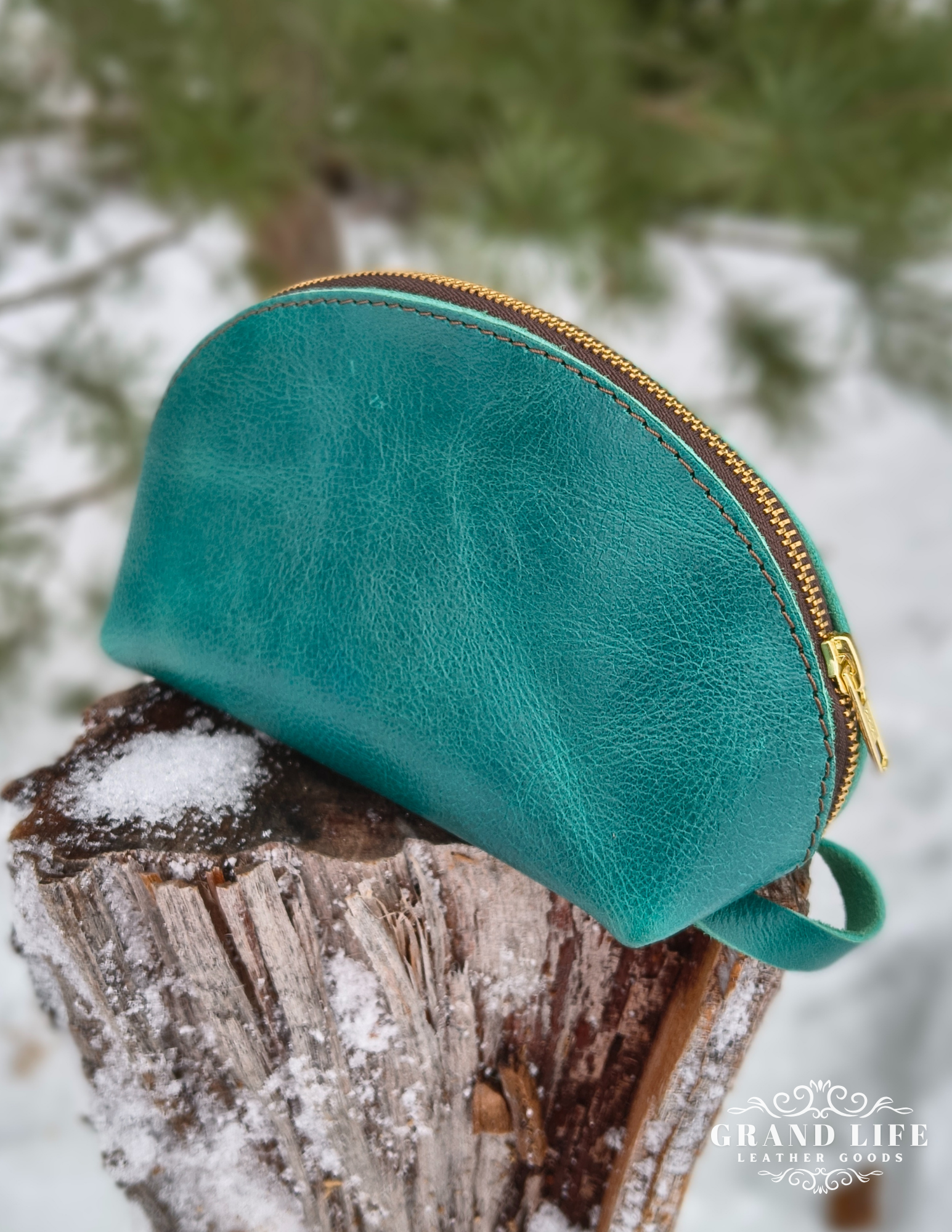 Leather Crescent Bag - Teal