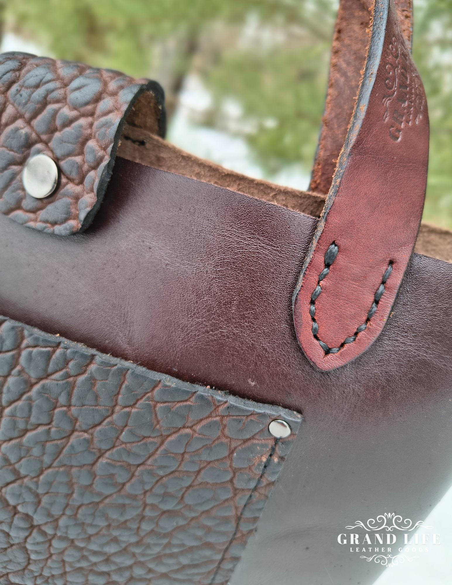 handcrafted leather purse with flap closure brown detail.png