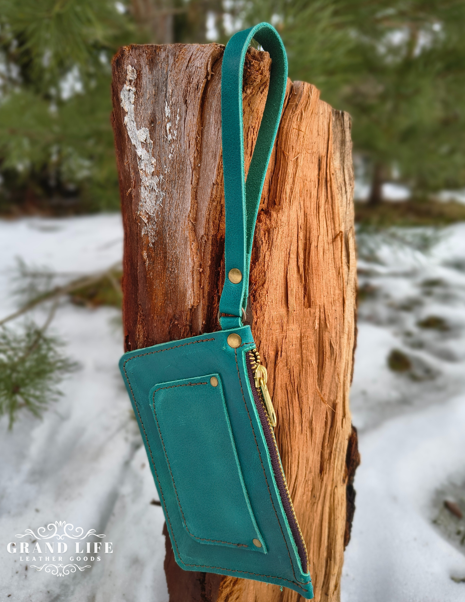 handcrafted leather zip wallet teal.png
