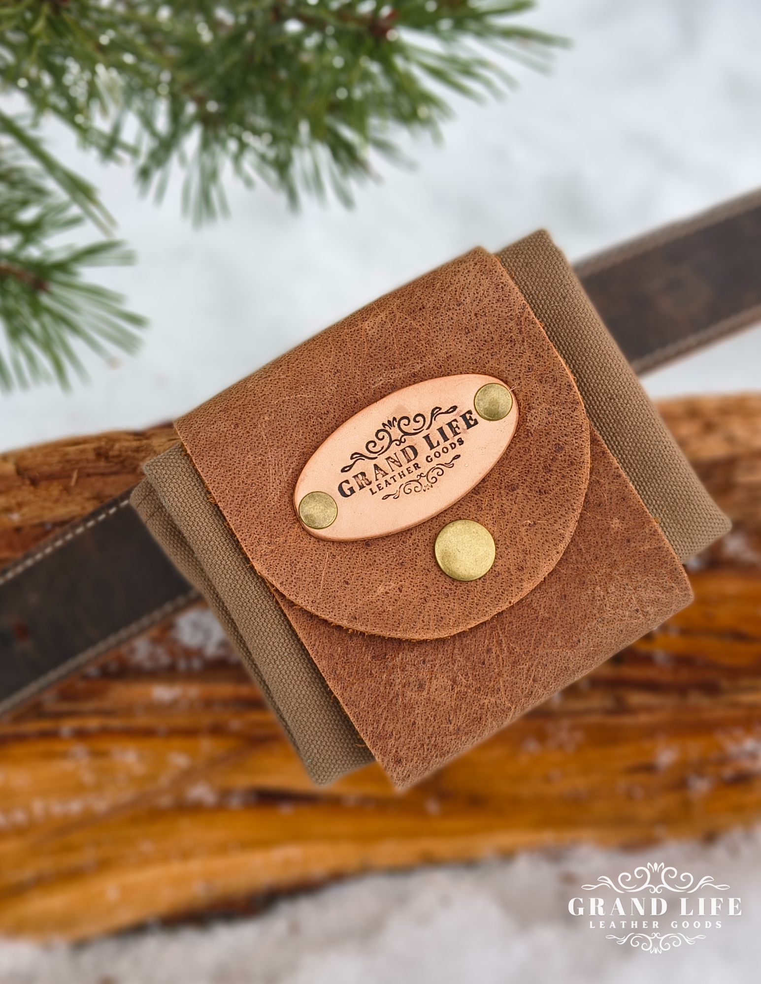 leather explorer pouch brown canvas on a belt front.png