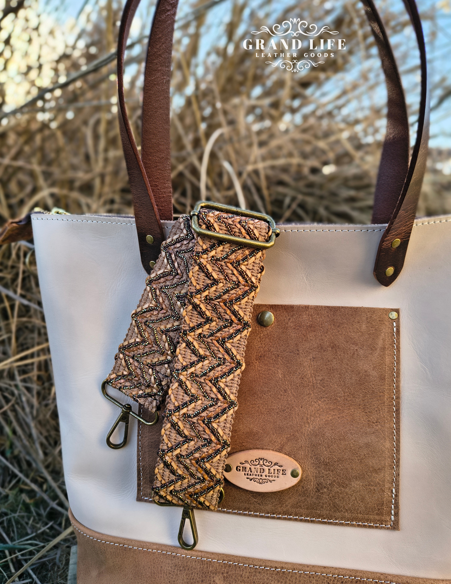 handcrafted leather accent adjustable strap brown2.png