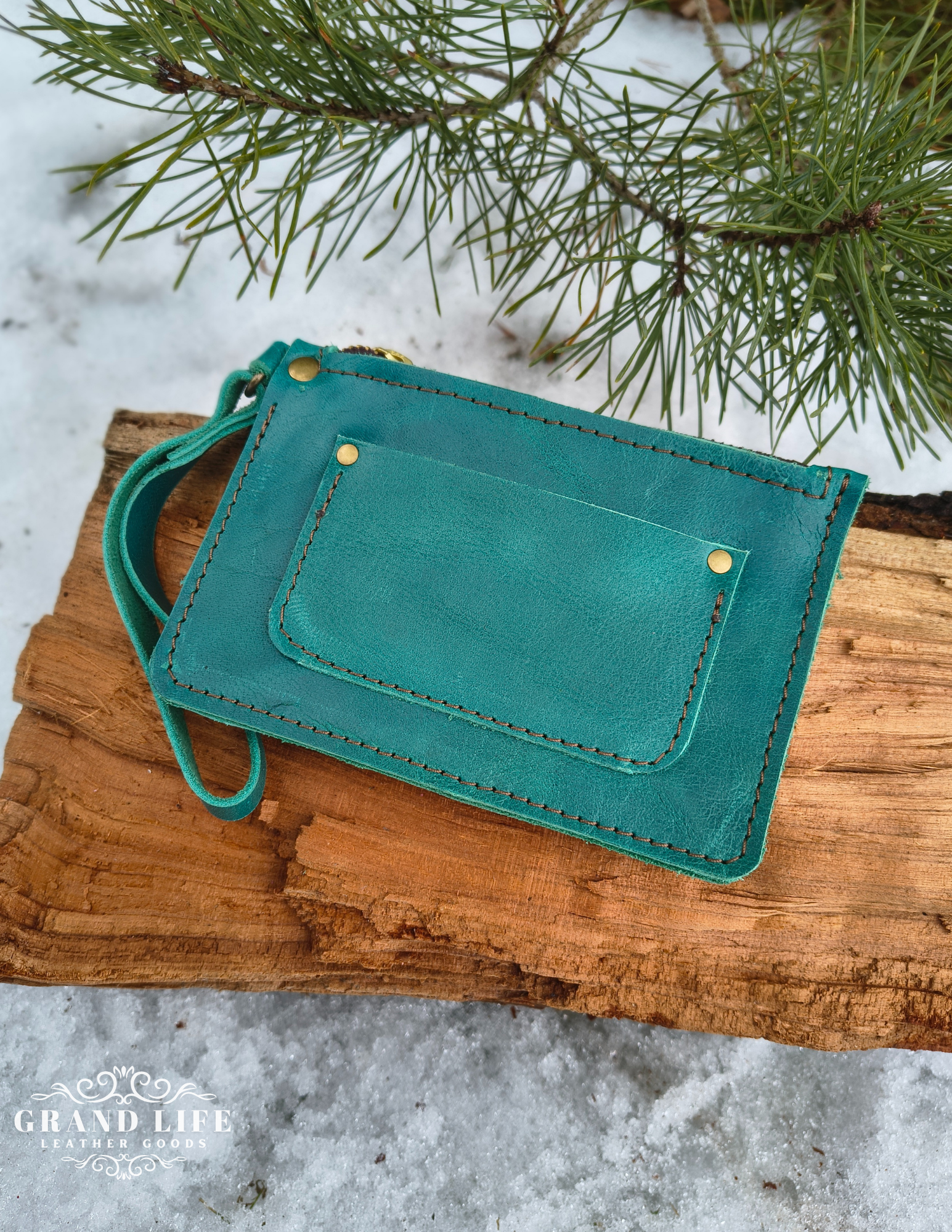 handcrafted leather zip wallet teal2.png