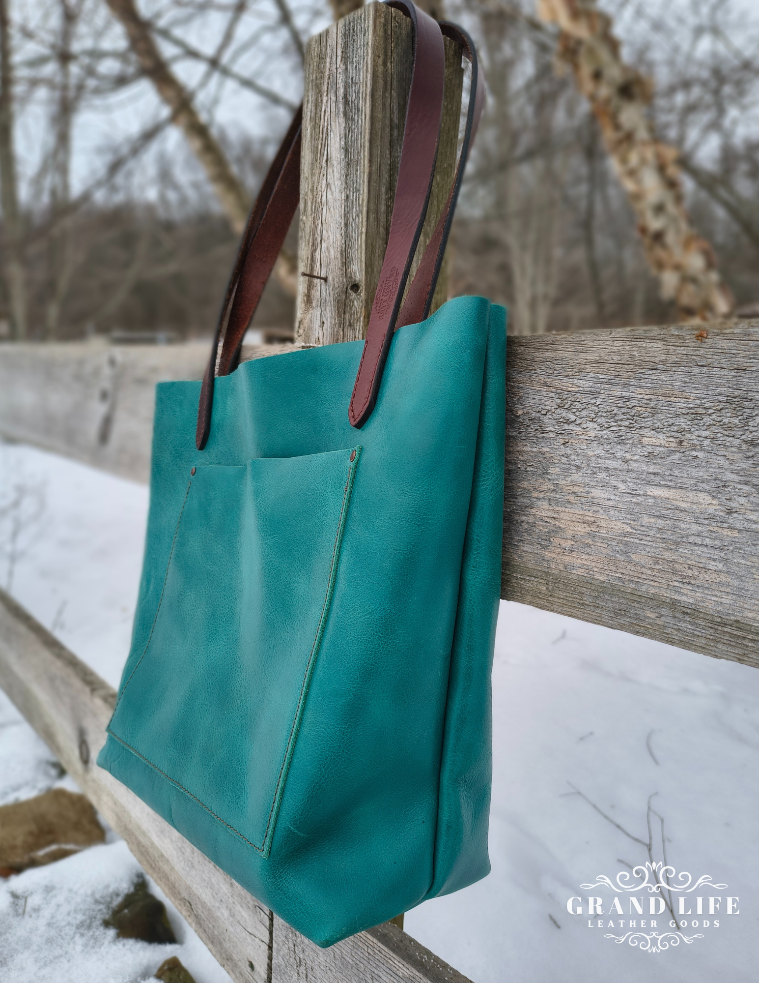 handcrafted leather tote bag carry all teal side.png