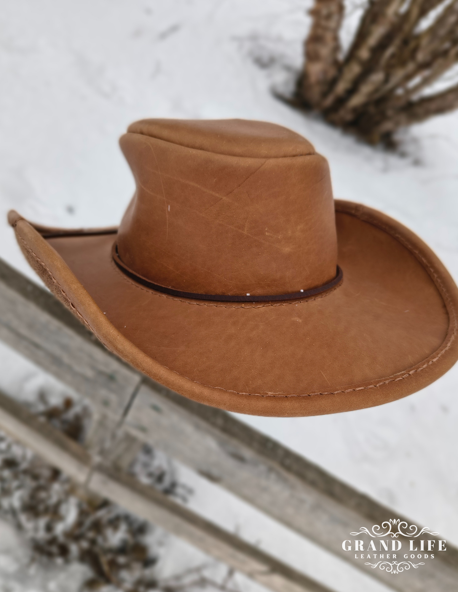 handcrafted handstitched leather bounty hunter cowboy hat5.png