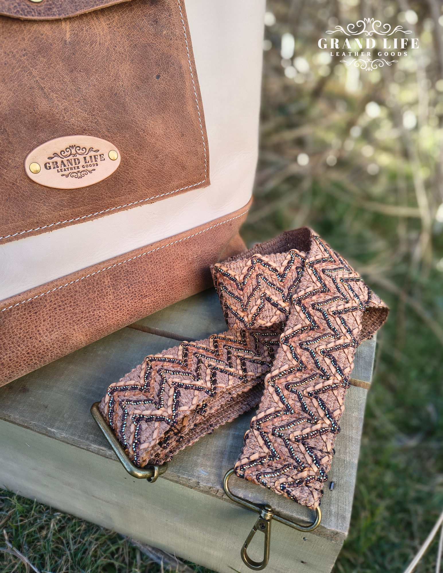 handcrafted leather accent adjustable strap brown.png