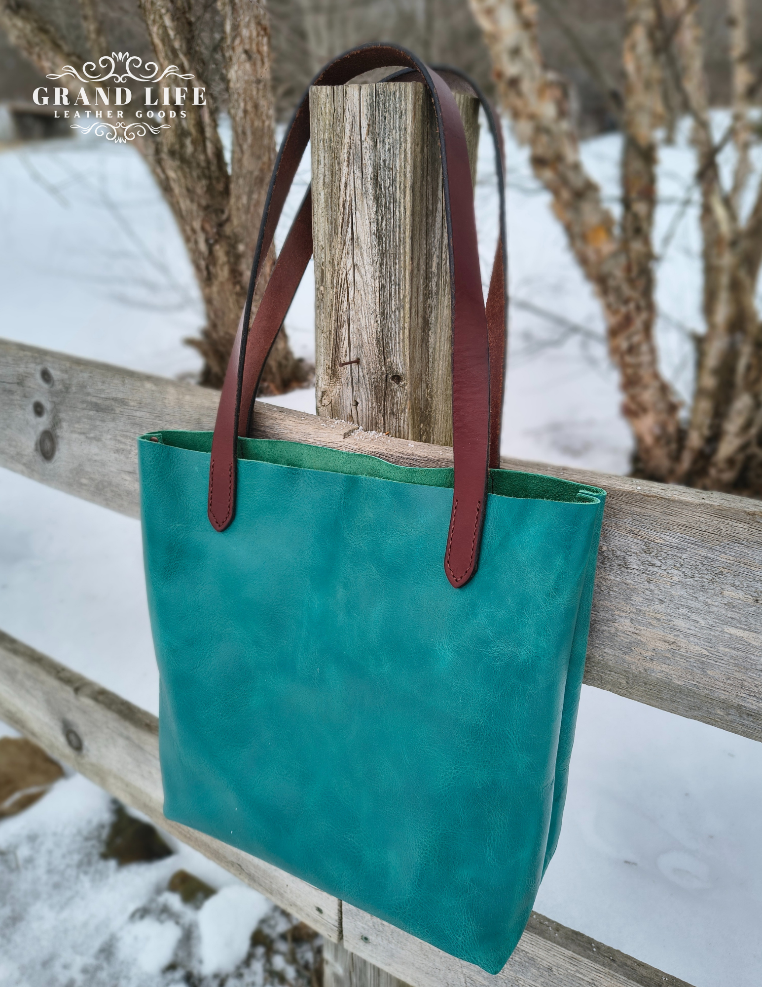 handcrafted leather tote bag carry all teal back.png