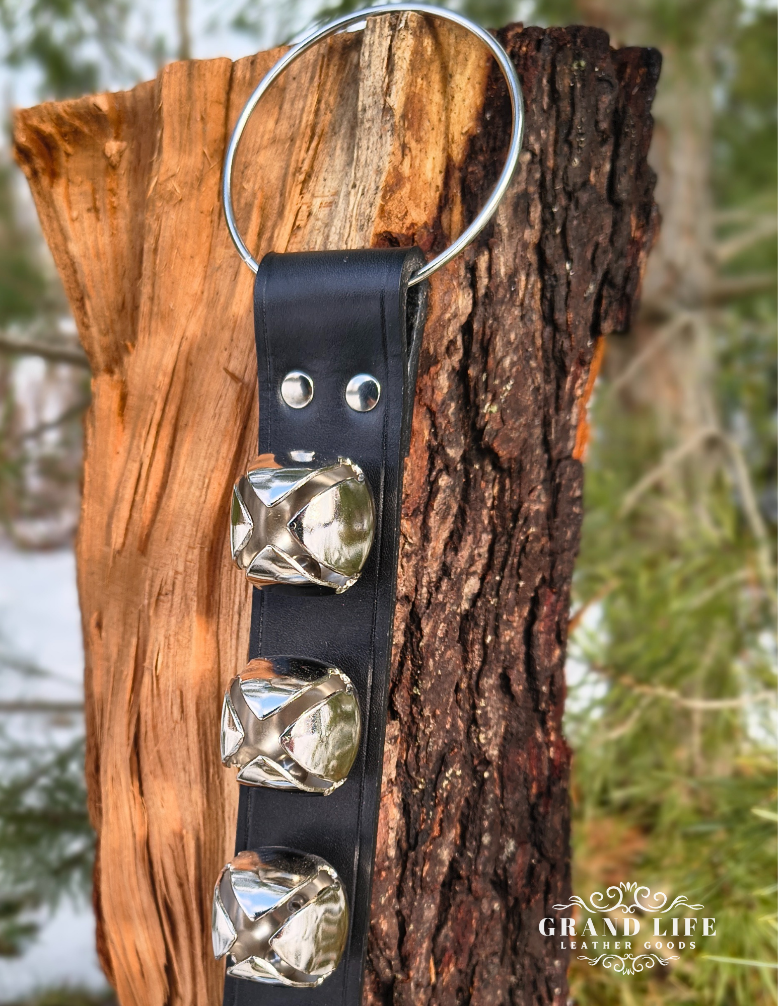 Leather Sleigh Bell Door Hanger -Five Bell