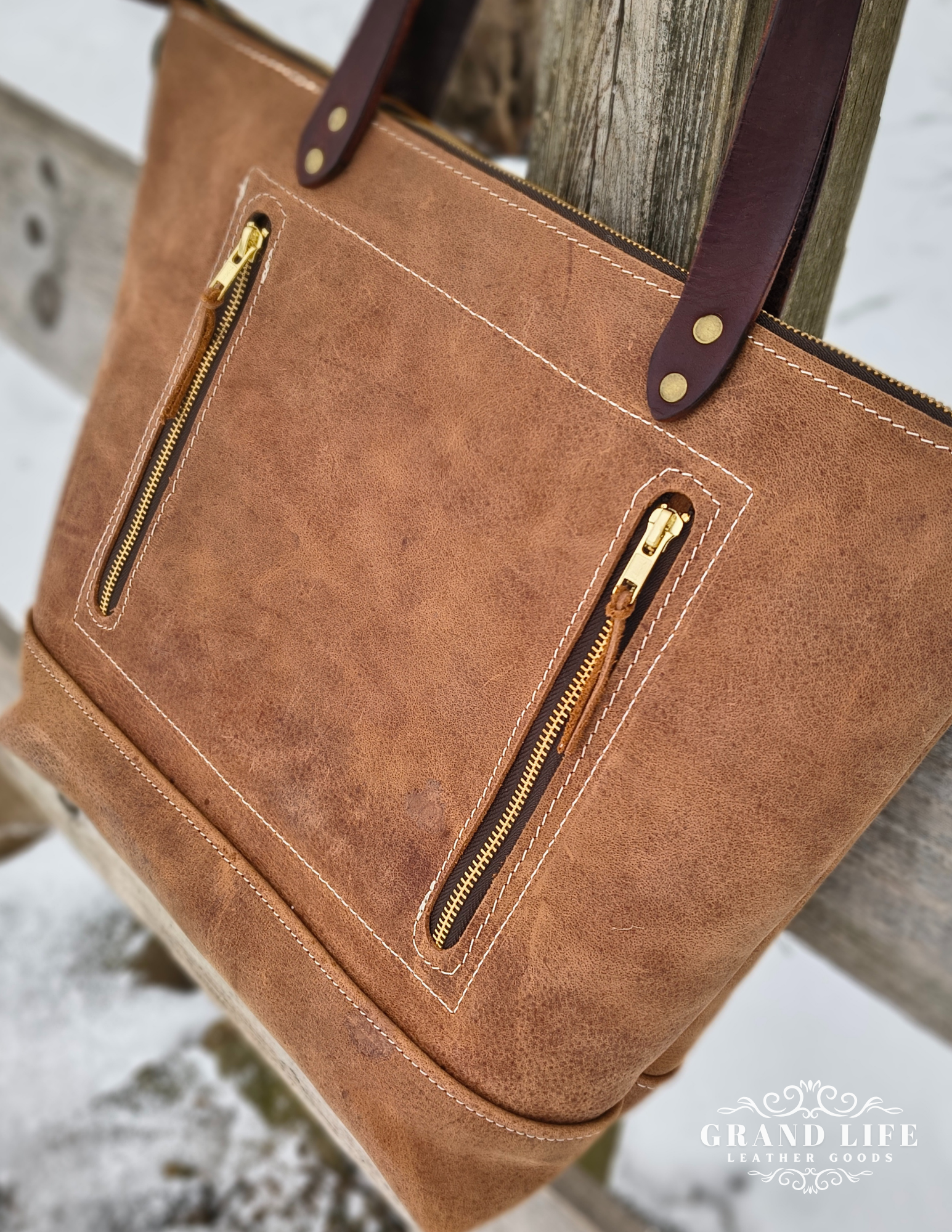 handcrafted leather tote zipper top conceal carry back.png