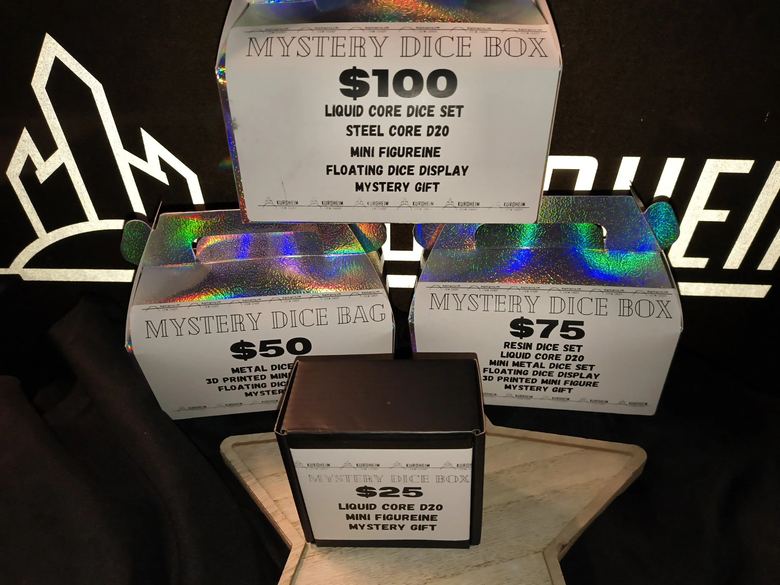 $25 Mystery Dice Box – Handmade Liquid Core D20, Miniature & Mystery Gift