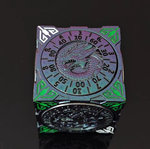 Metal Cube Dice Spinner — Polyhedral Tabletop Spinner | TTRPG Accessory