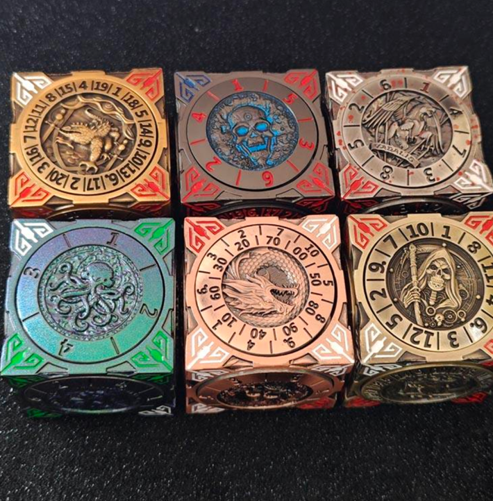 Metal Cube Dice Spinner — Polyhedral Tabletop Spinner | TTRPG Accessory