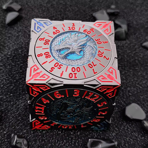 Metal Cube Dice Spinner — Polyhedral Tabletop Spinner | TTRPG Accessory