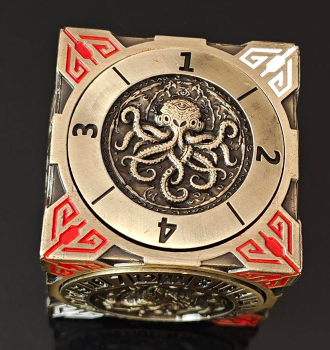Metal Cube Dice Spinner — Polyhedral Tabletop Spinner | TTRPG Accessory
