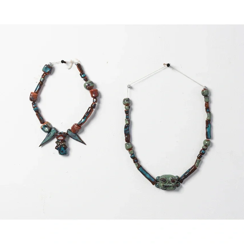 Beads for Pachamama,  24 x 15 x 3 cm terracotta clay, glaze
two parts, 2025