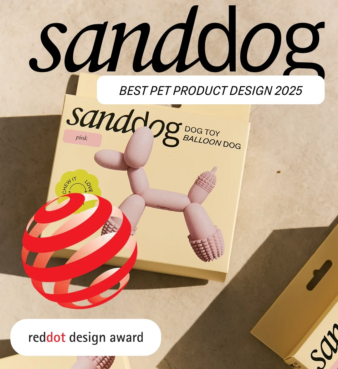 SANDDOG Art Balloon Dog Toy - Pink for Small-Medium Dogs
