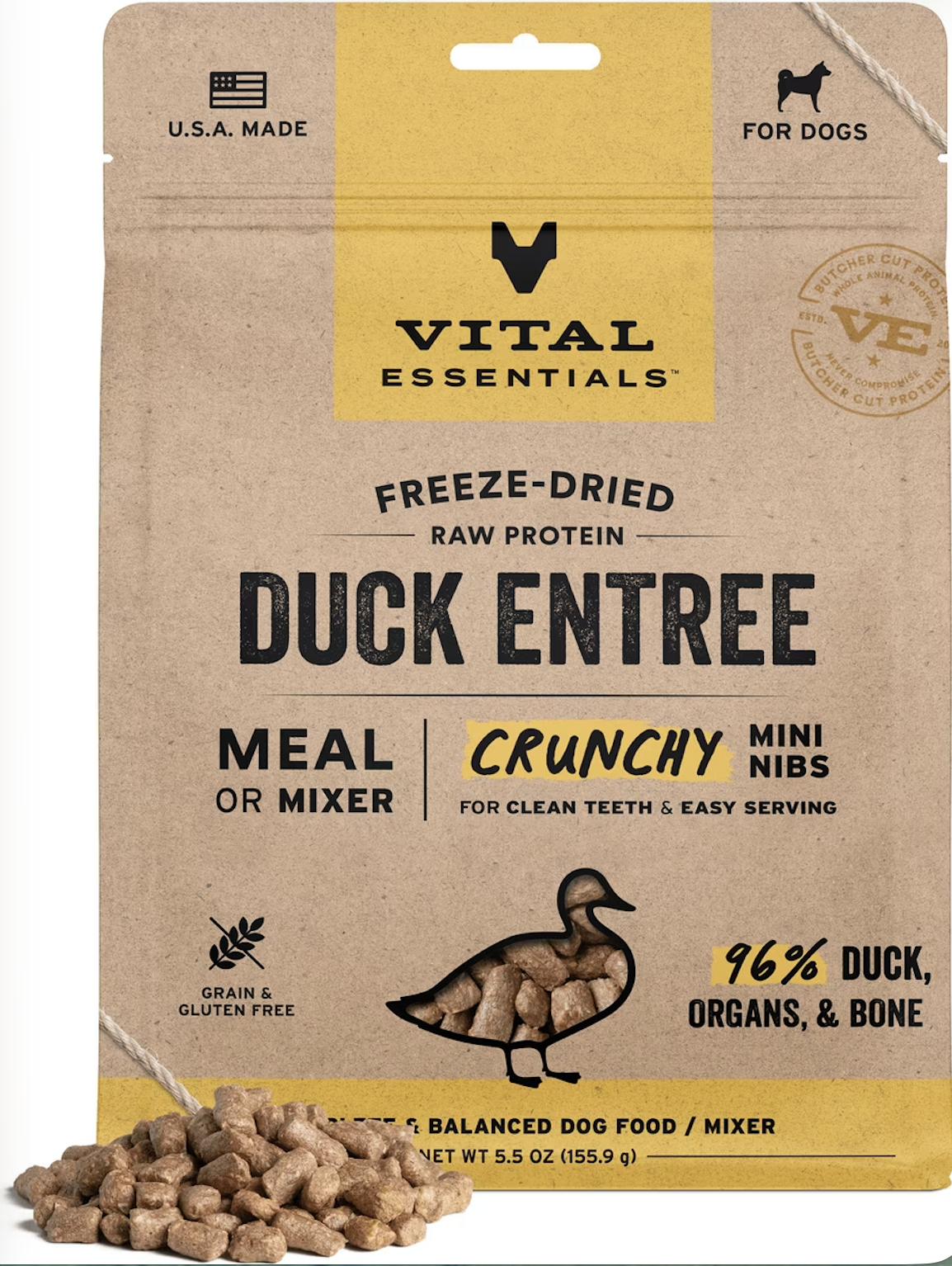 Vital Essentials® Freeze-Dried Raw Duck Entree Dog Food Mini Nibs, 5.5 oz