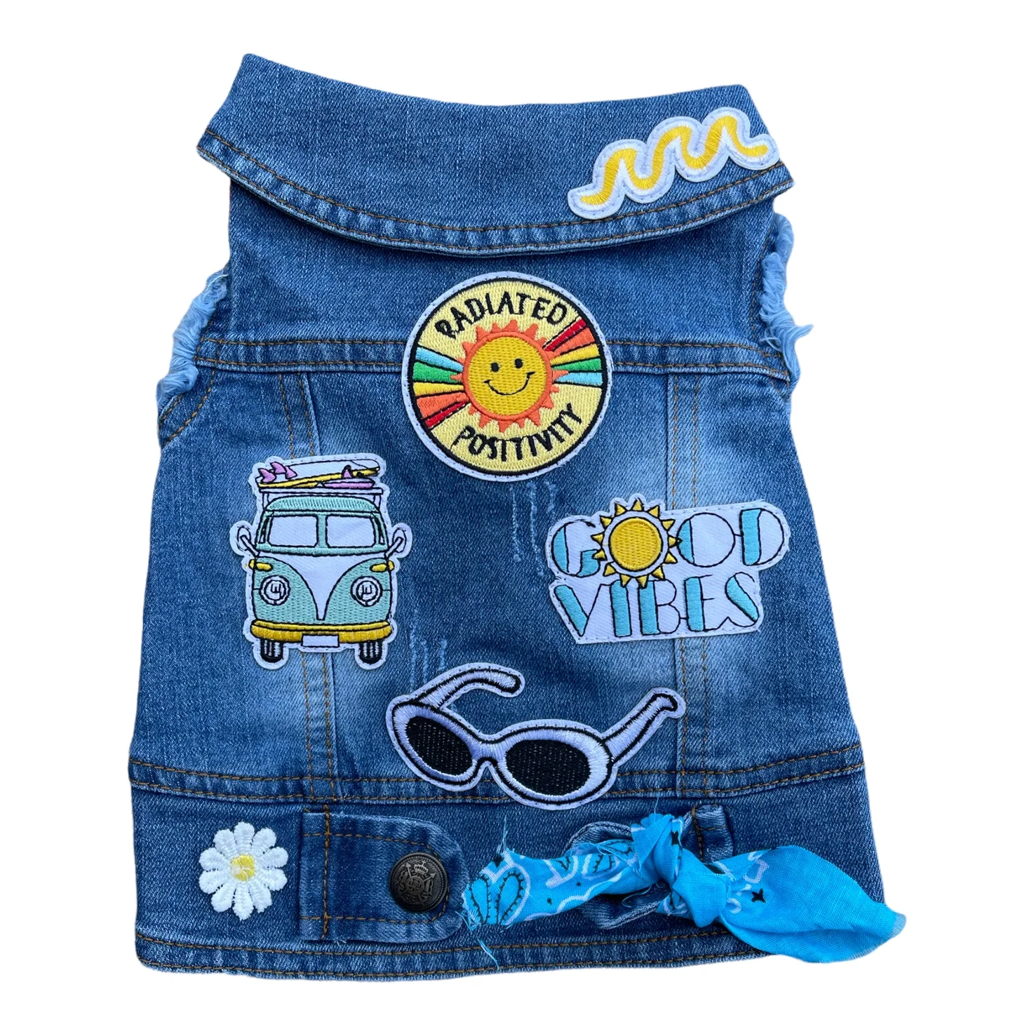 Denim Positivity Summer Dog Vest