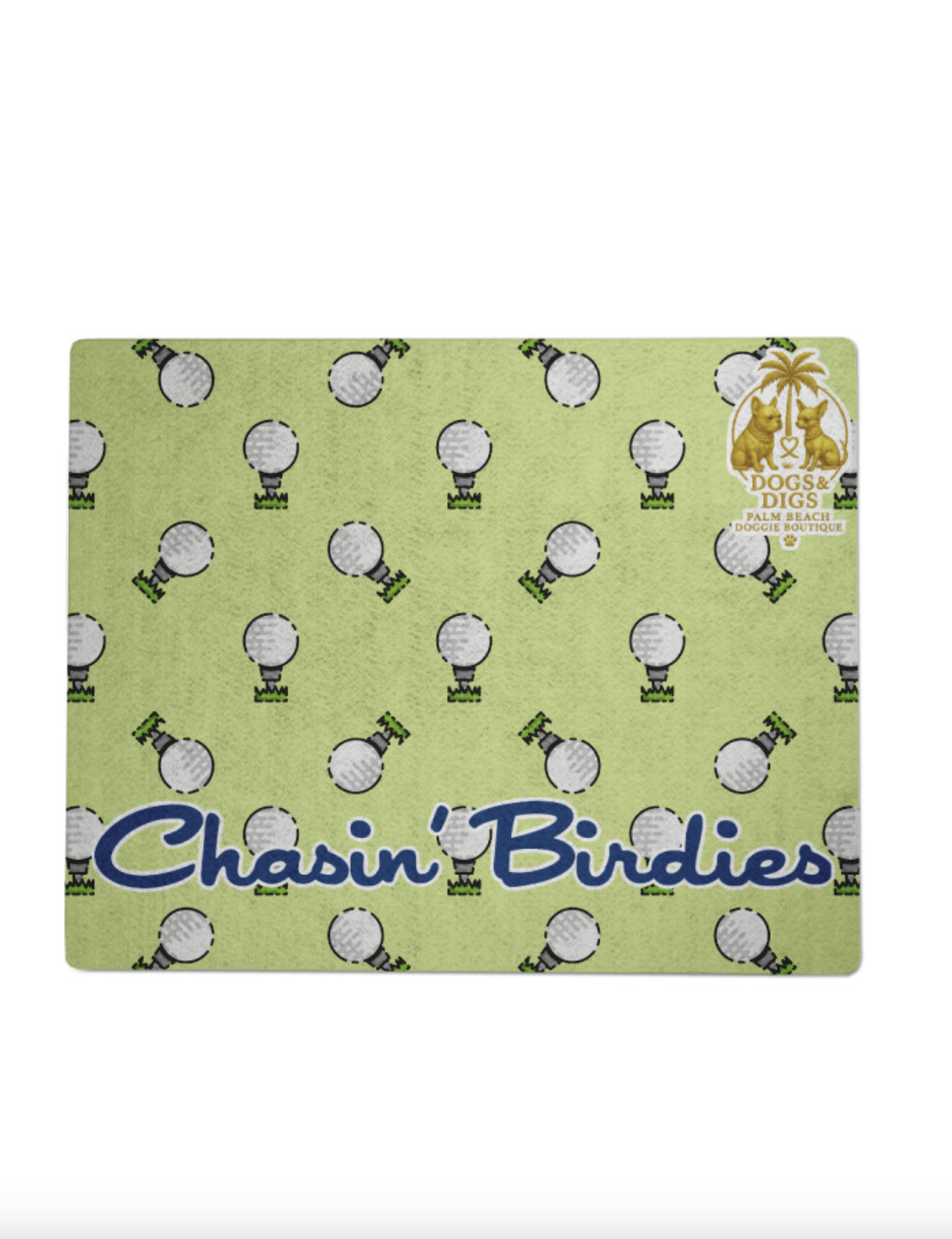 Absorbent Dog Food Mat: "Chasin' Birdies" Golf Humor