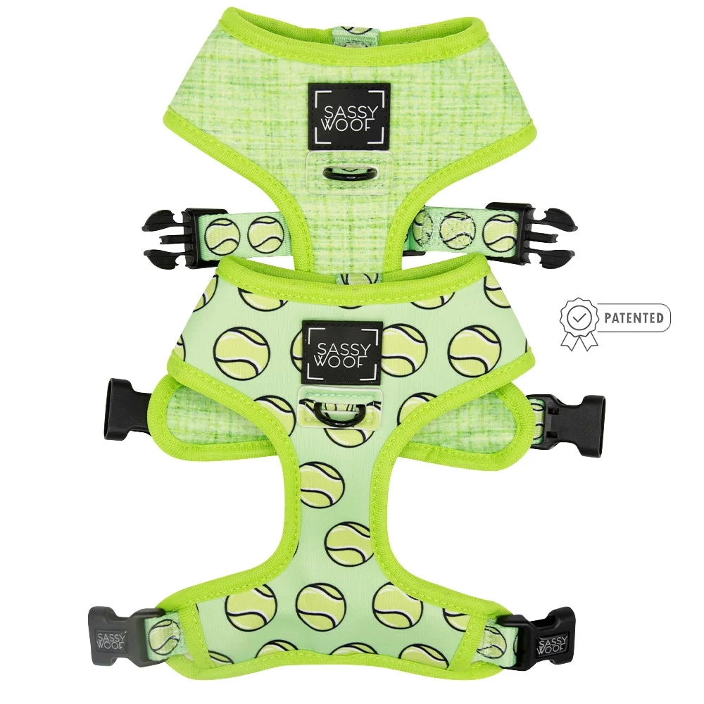 Sassy Woof Dog Reversible Harness - 'Serving Up Sass' (tennis)