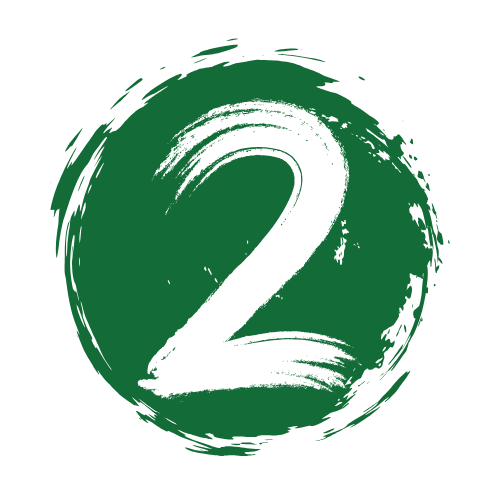 Green number 2 with brushstroke style on white background.