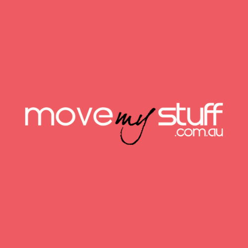 Logo with the text 'move my stuff.com.au' on a pink background