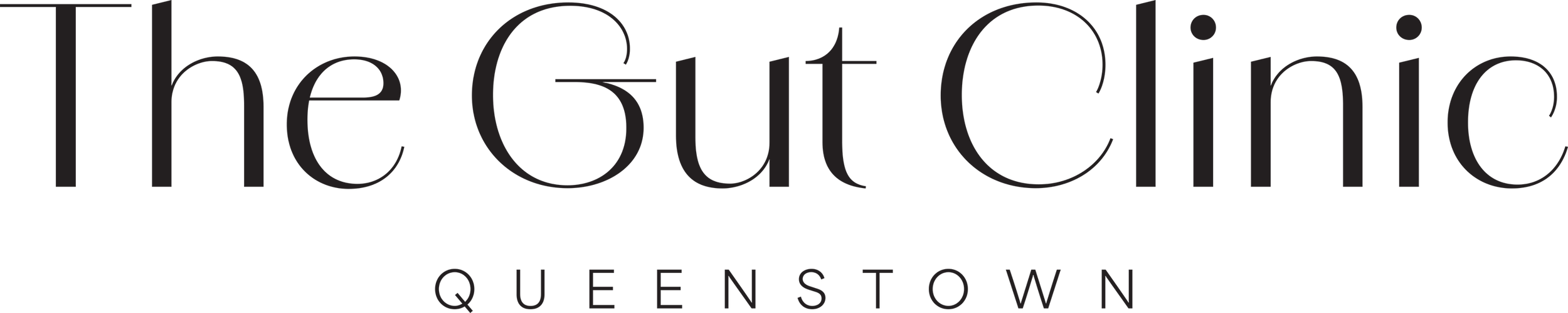 Logo for the Out Clinic in Queenstown with black text on a transparent background.