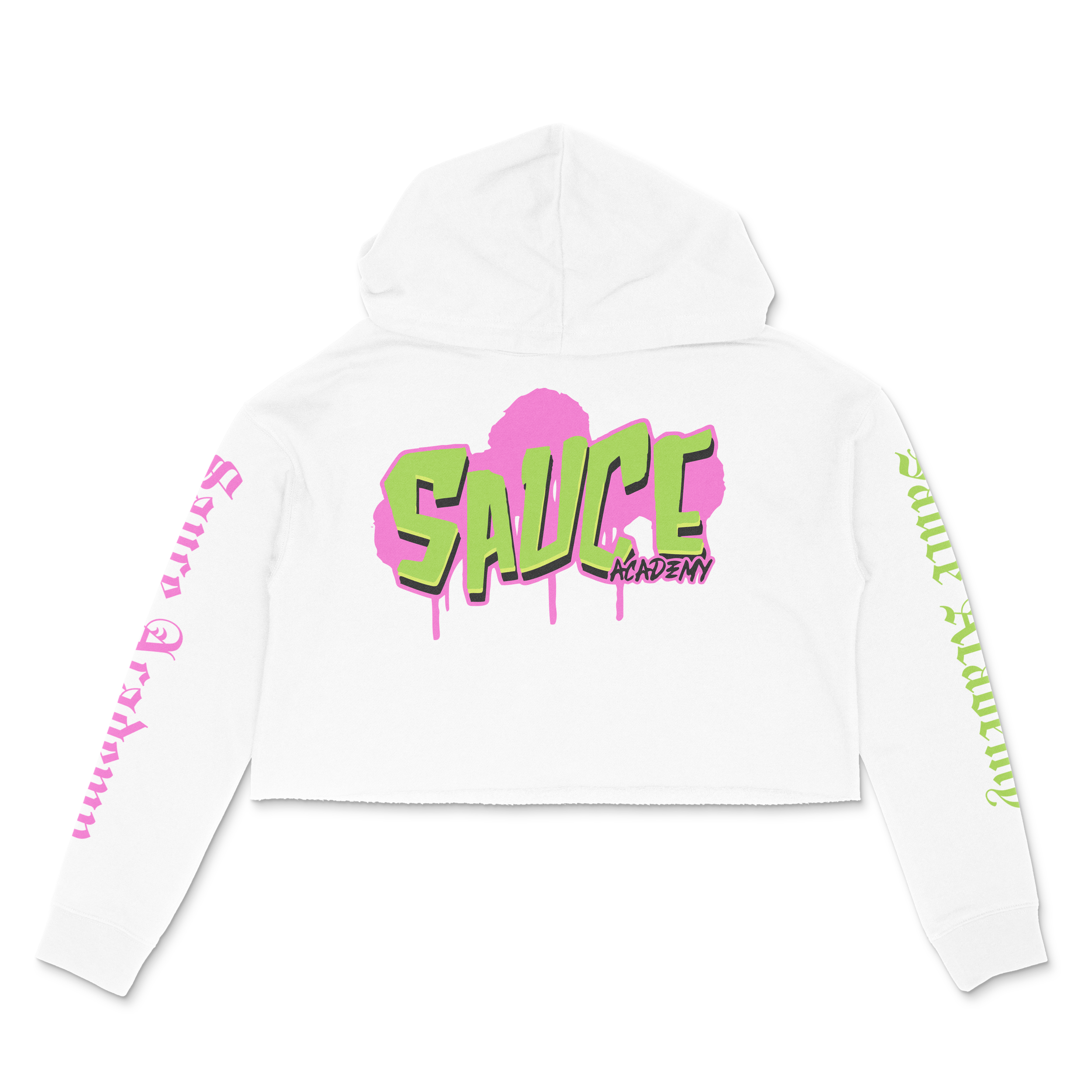 Sauce Academy Graffiti_White_Womens Crop Hoodie.png