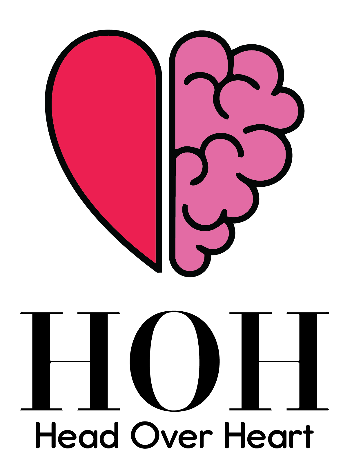 Image of a heart divided in half, with the left side as a red heart and the right side as a pink brain, symbolizing the connection between emotion and intellect.