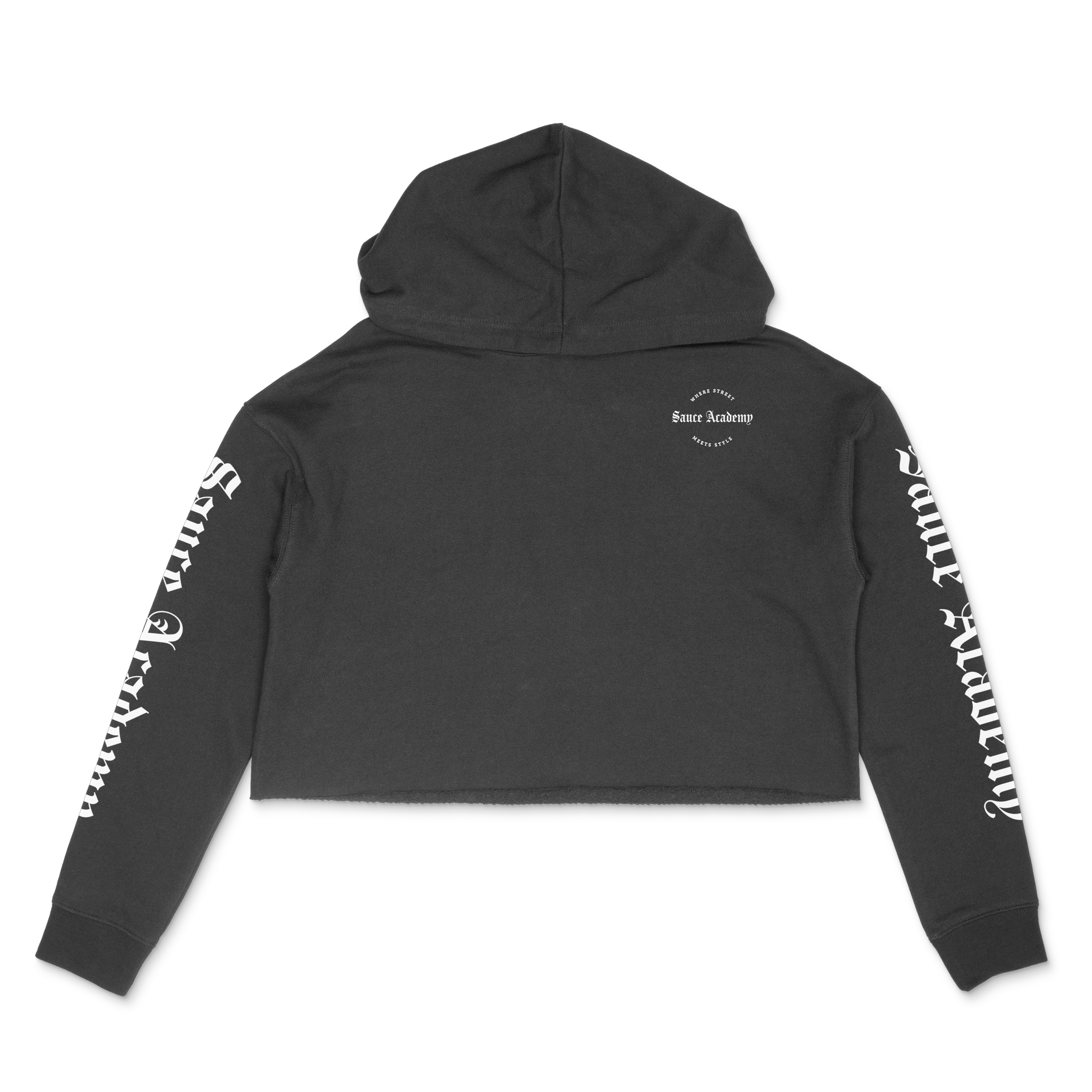 Where Street Meets Style_Black_Front_Womens Crop Hoodie.png