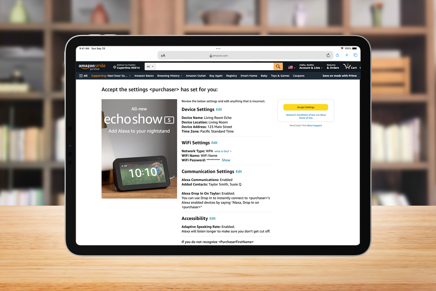 iPad showing information about a new device the user was gifted.