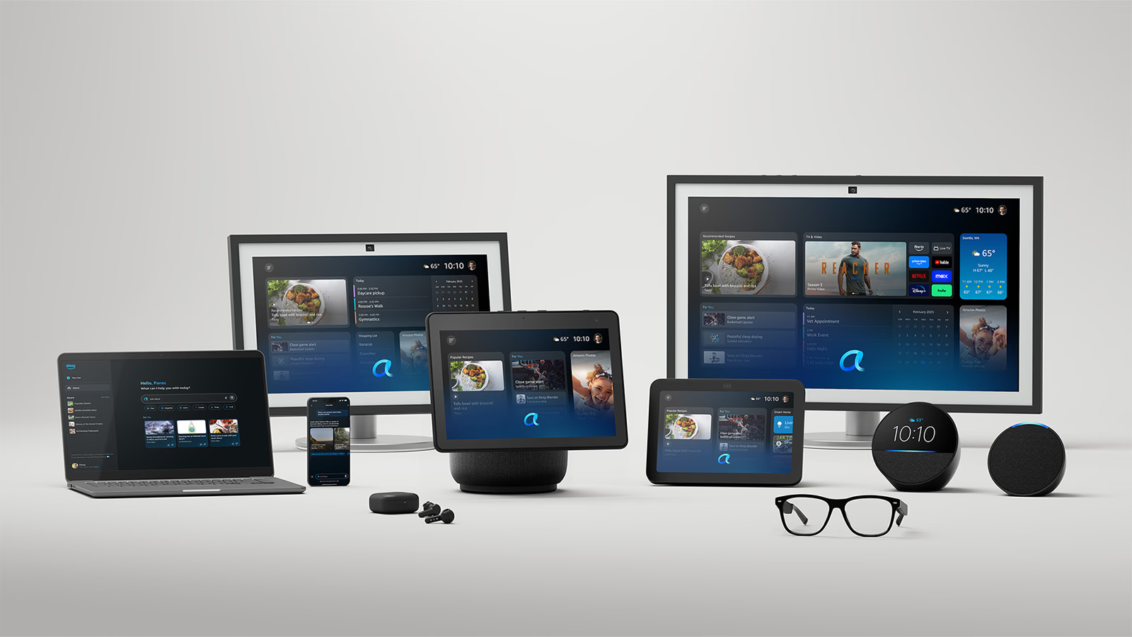 A collection of Amazon devices showing the new Alexa+ experience.