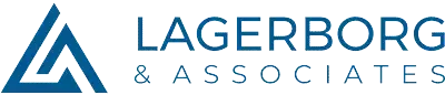 Lagerborg & Associates logo with blue stylized mountain and text.
