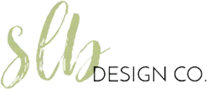 Logo with light green cursive text reading 'sli' and black text saying 'DESIGN CO.' underneath.