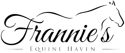 Logo for Frannie's Equine Haven featuring a running horse silhouette and stylized text.