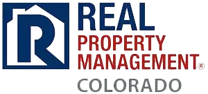Logo of Real Property Management Colorado with blue, red, and gray text and design elements.
