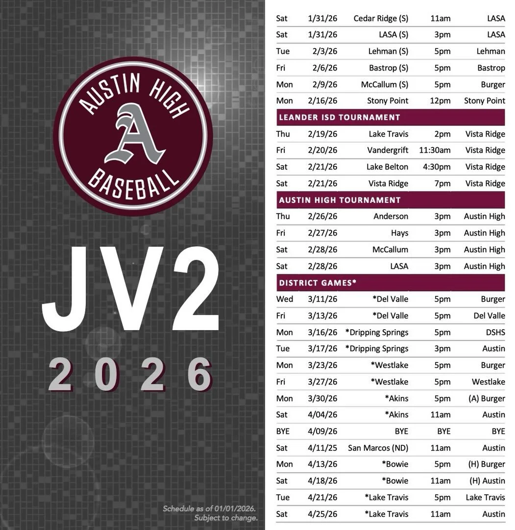 2026 Austin High JV2 Baseball Schedule #loyalforever