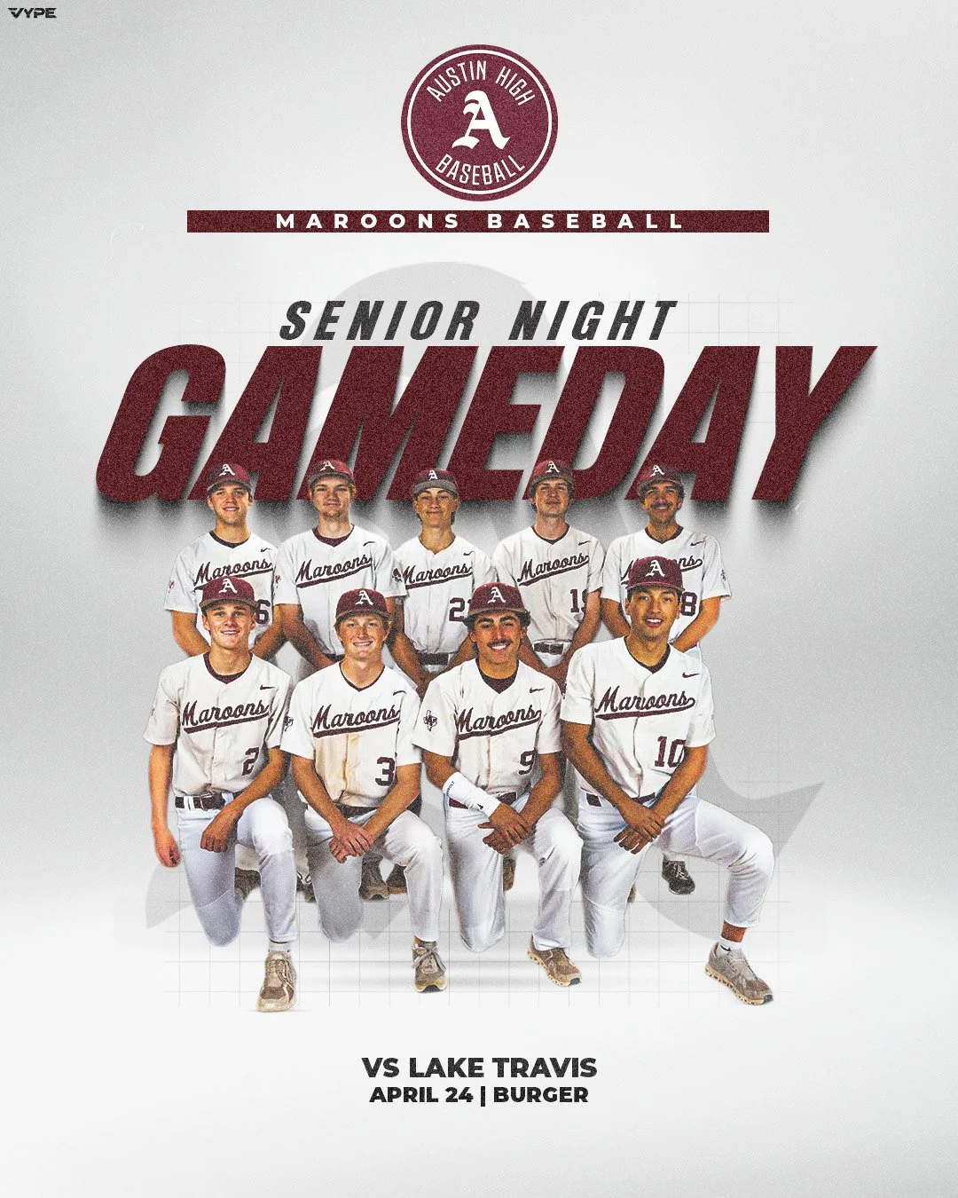 ⚾ GAME DAY
🎓 SENIOR NIGHT 
🆚 Lake Travis
⌚ 7:30pm