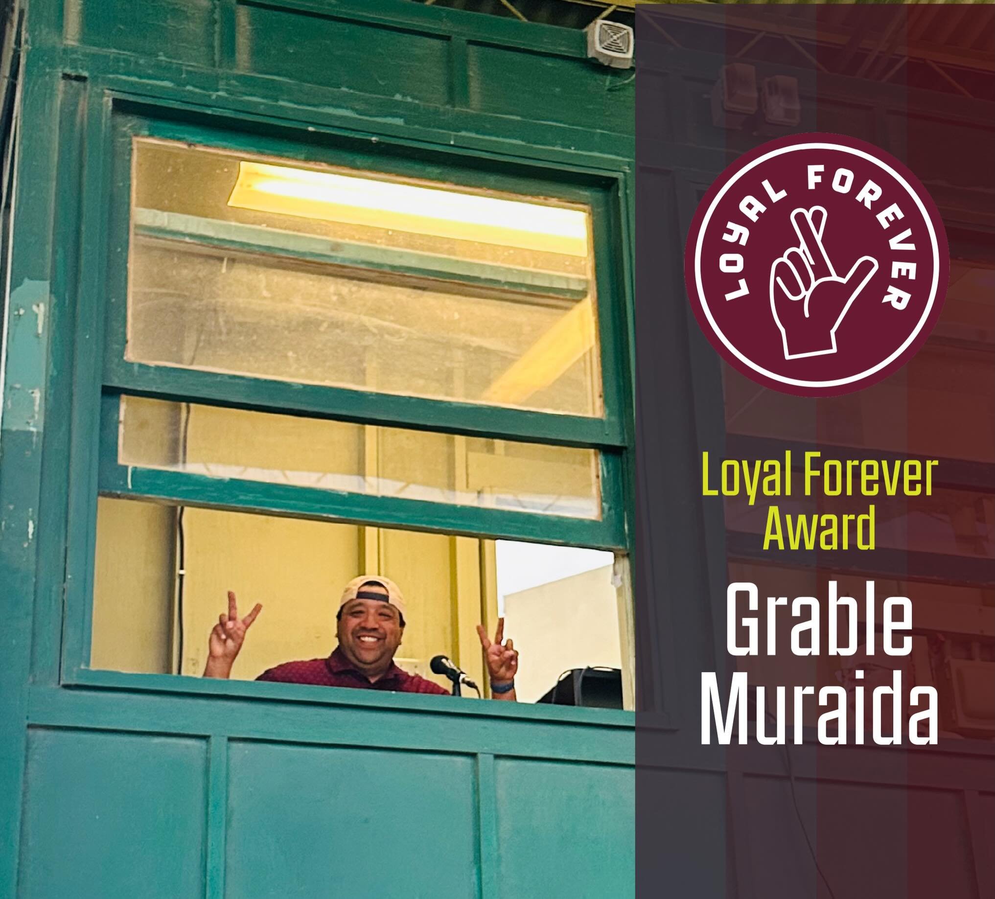 Inaugural &ldquo;Loyal Forever&rdquo; award was handed out to Alum Grable Muraida! Resident hype man, c/o 1995 baseball alumni, Funcle, varsity announcer, fundraiser, armchair umpire party starter, photographer, and best example for how to continue t