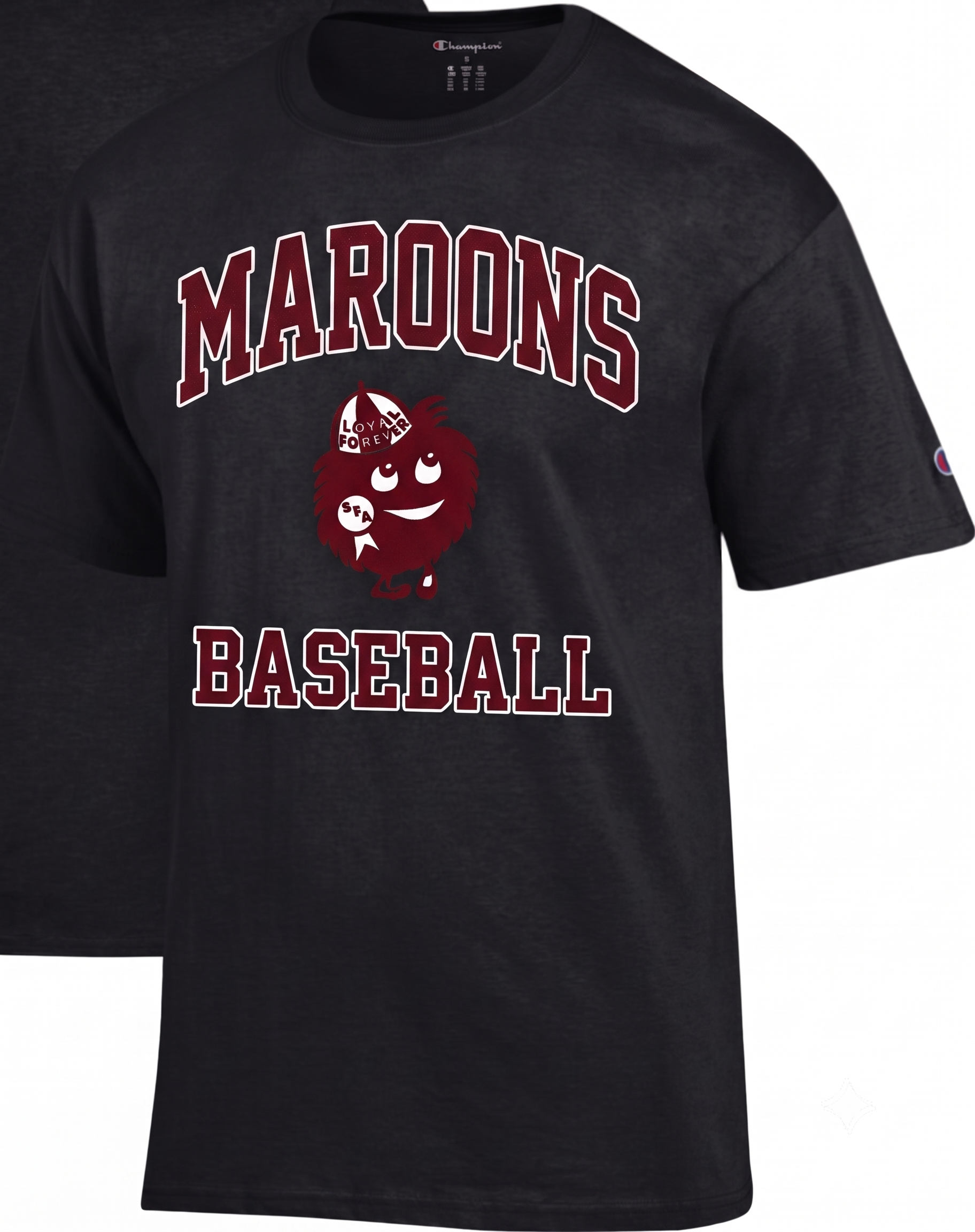 Mr Maroo Maroons Baseball tshirt black.png