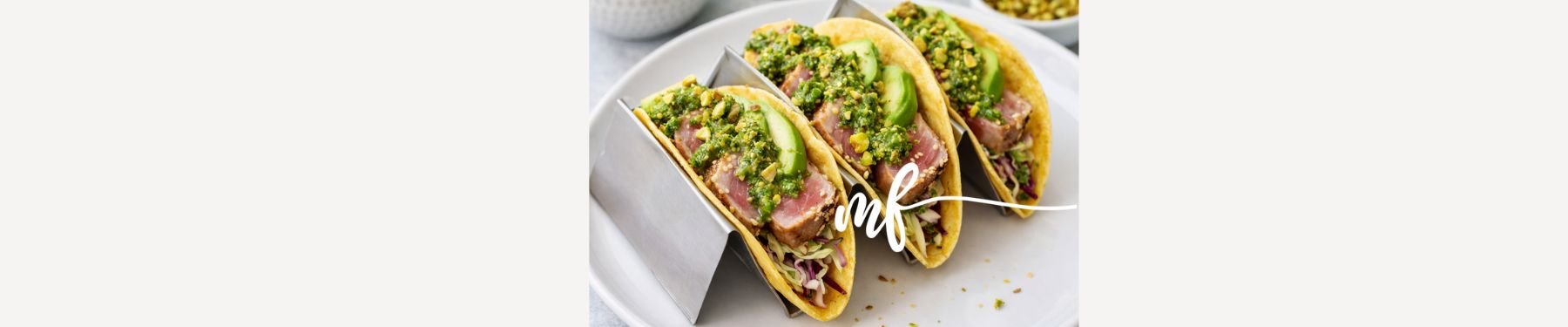 Ahi Tuna Tacos with Cilantro Pistachio Pesto