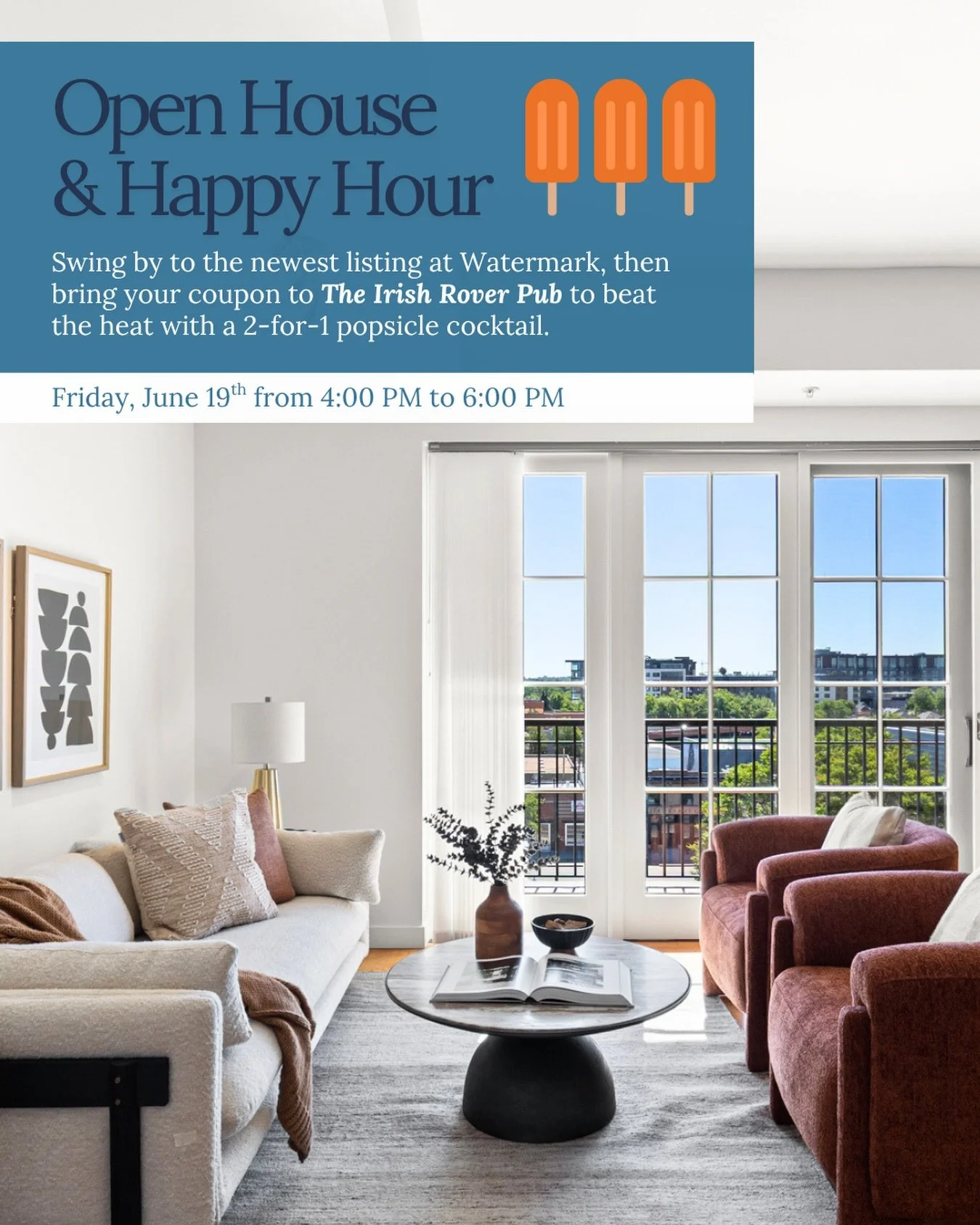 410 Acoma Unit 609 | The Watermark, Baker
⠀⠀⠀⠀⠀⠀
🏡 Open House TODAY, Friday June 19th from 4:00 PM to 6:00 PM.  Grab your coupon after the tour and head over to beat the heat at the Irish Rover Pub with a 2 for 1 popsicle cocktail! 
⠀⠀⠀⠀⠀⠀⠀⠀⠀⠀⠀⠀
⠀⠀⠀