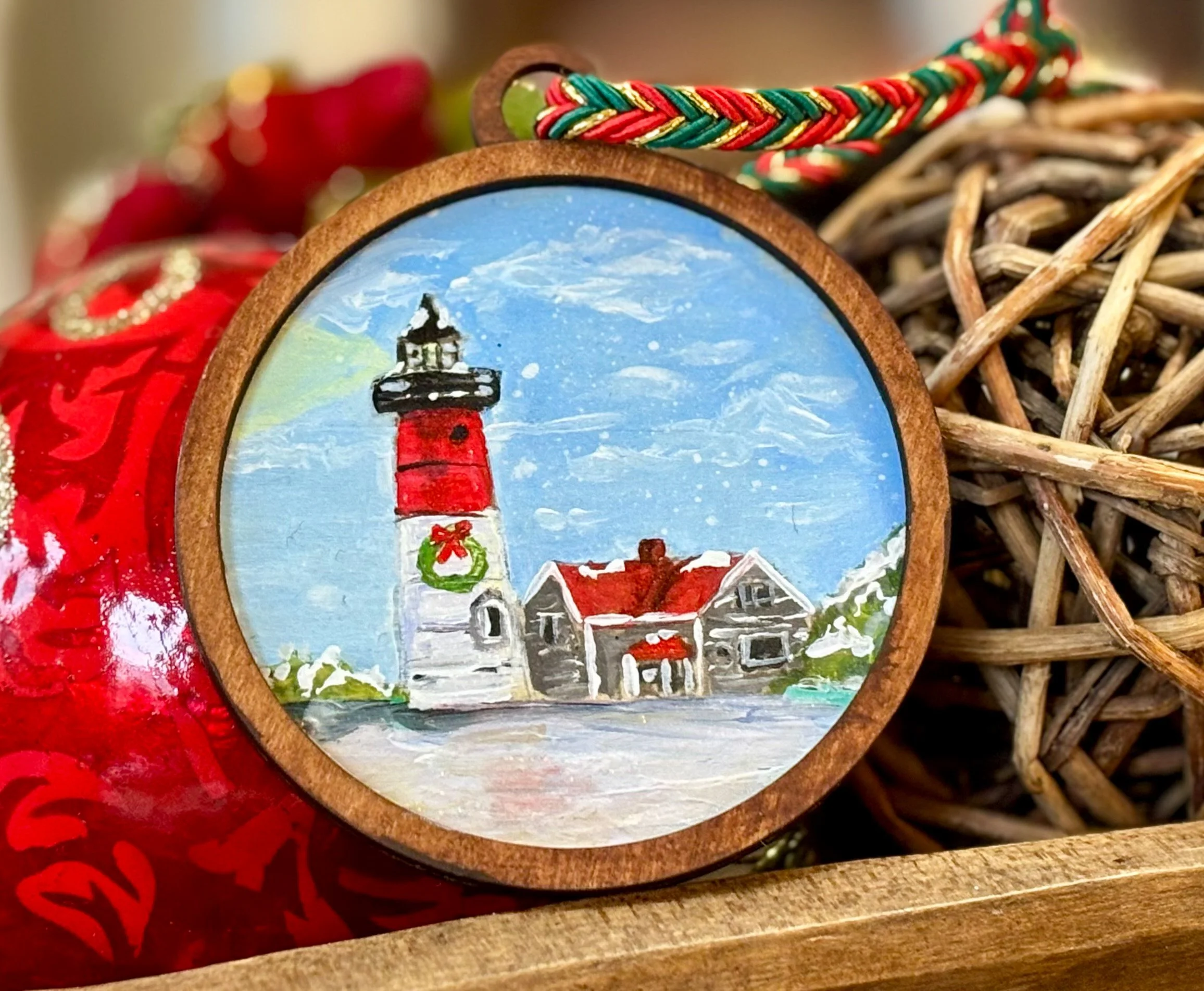 Hand-Painted Nauset Lighthouse on Cape Cod Ornament