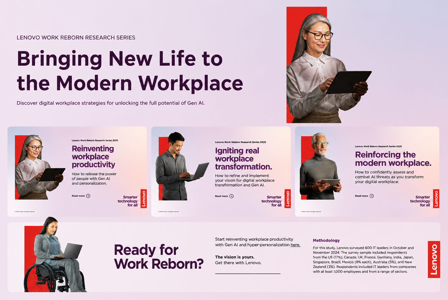 Impactful global Lenovo Work Reborn thought leadership series I concepted and delivered—including five reports and counting. 