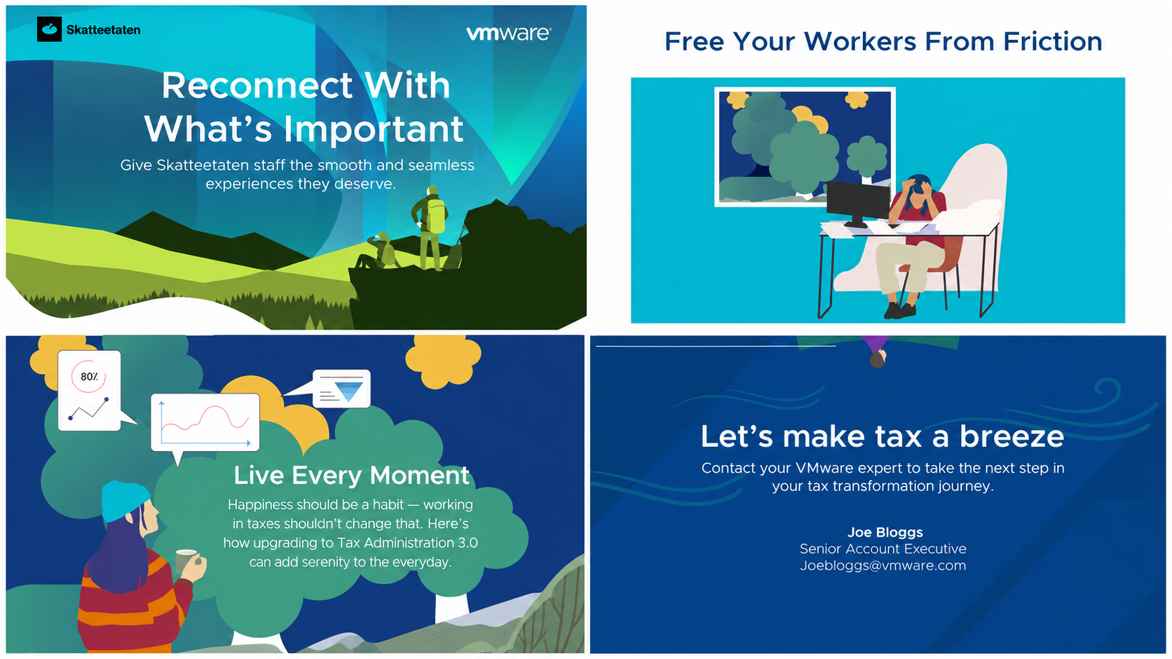 VMware ABM infographic aimed at Nordic tax offices that gives a different, culturally-fitting spin on tax work.  