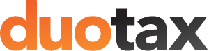 Duo Tax logo with orange and gray text