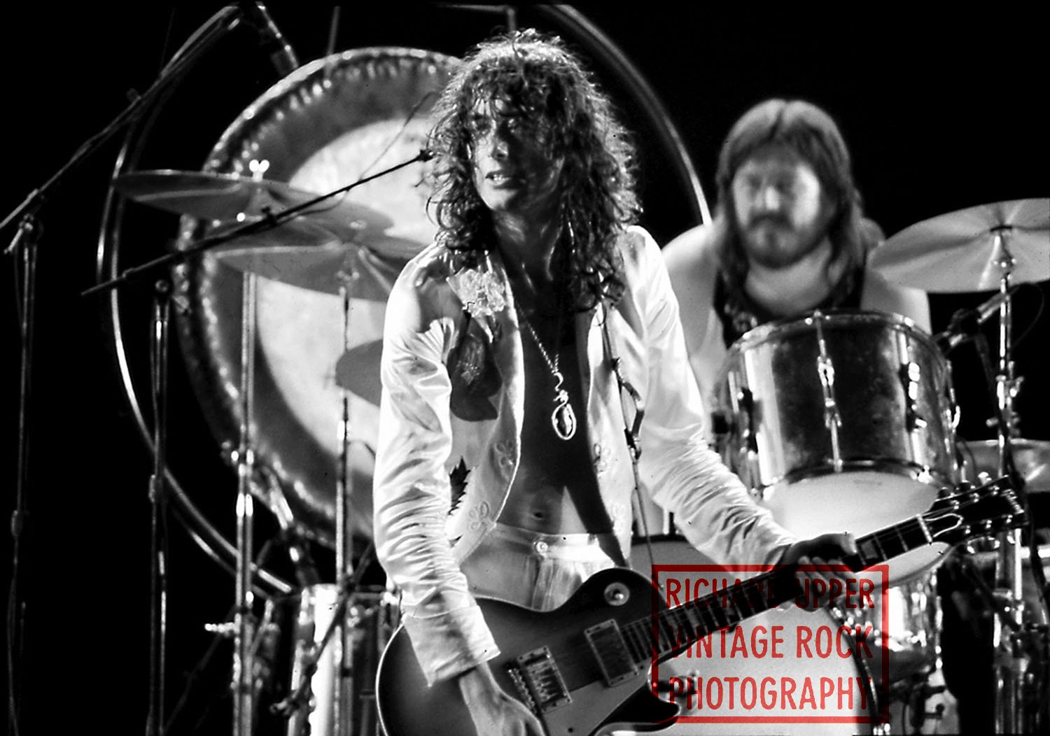 Jimmy Page, John Bonham, Led Zeppelin, 1977, L.A. Forum, Los Angeles, CA