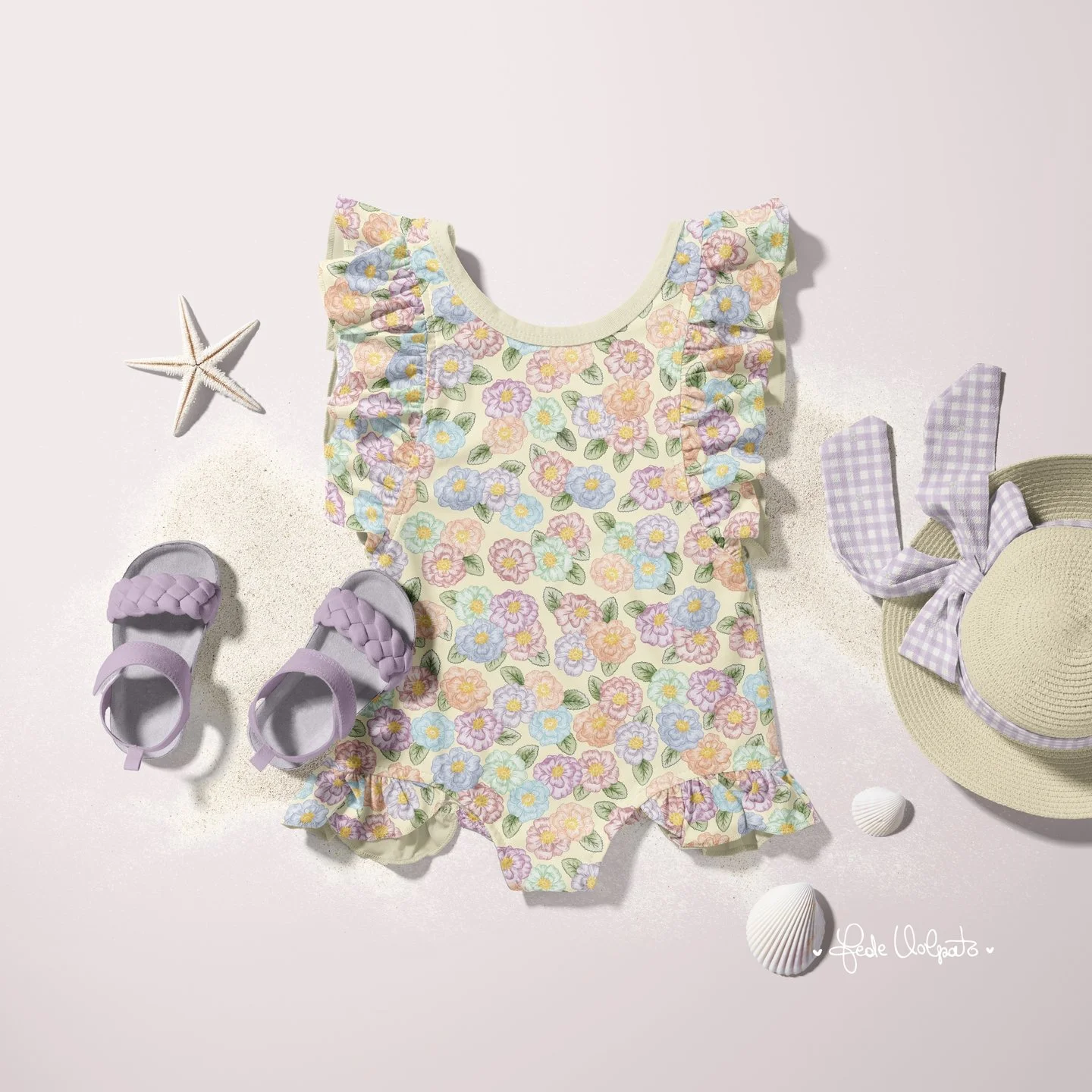 Soft blooms to brighten little adventures 🌼⛱️ (Is it too soon to dream about beach and summer time?)

#SurfacePatternDesign #KidsIllustration #ChildrensPatterns #FloralPatterns #KidsClothing #SwimwearForKids #IllustrationForChildren #PatternDesignFo